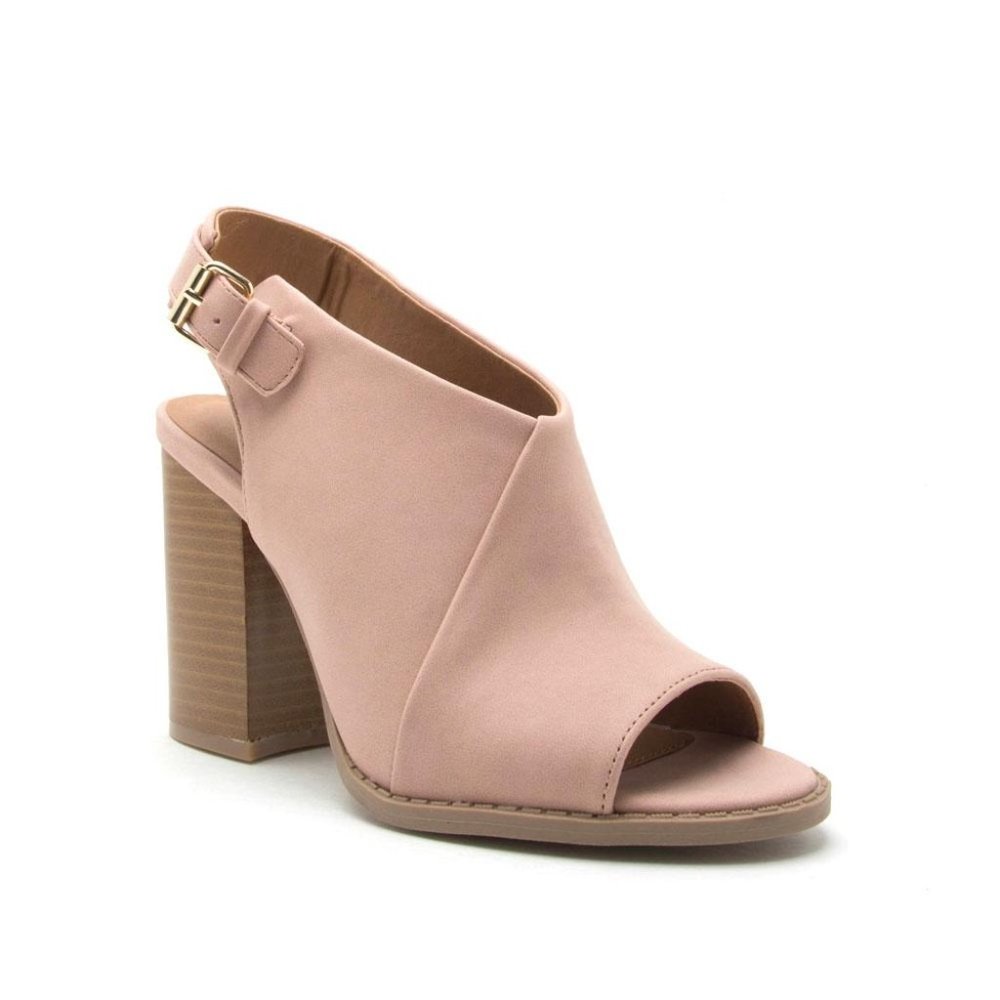 Qupid Brammer-12 Blush Nubuck Slingback Open-Toe
